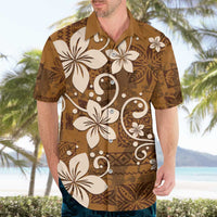 Plumeria Floral Tapa Pattern Vintage Gold Hawaiian Shirt