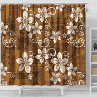 Plumeria Floral Tapa Pattern Vintage Gold Shower Curtain