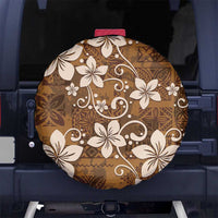 Plumeria Floral Tapa Pattern Vintage Gold Spare Tire Cover