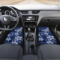 Plumeria Floral Tapa Pattern Navy Blue Car Mats