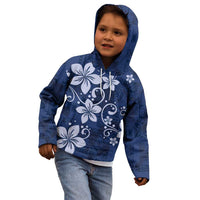 Plumeria Floral Tapa Pattern Navy Blue Kid Hoodie