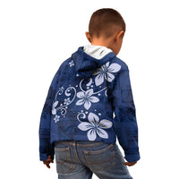 Plumeria Floral Tapa Pattern Navy Blue Kid Hoodie
