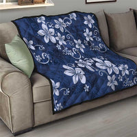 Plumeria Floral Tapa Pattern Navy Blue Quilt LT01 - Polynesian Pride