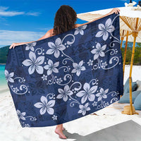 Plumeria Floral Tapa Pattern Navy Blue Sarong