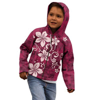 Plumeria Floral Tapa Pattern Ruby Pink Kid Hoodie
