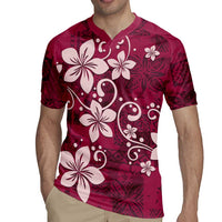 Plumeria Floral Tapa Pattern Ruby Pink Rugby Jersey