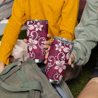 Plumeria Floral Tapa Pattern Ruby Pink Tumbler Cup