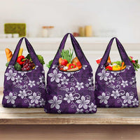Plumeria Floral Tapa Pattern Amethyst Purple Grocery Bag