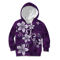 Plumeria Floral Tapa Pattern Amethyst Purple Kid Hoodie