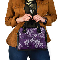 Plumeria Floral Tapa Pattern Amethyst Purple Shoulder Handbag