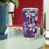 Plumeria Floral Tapa Pattern Amethyst Purple Tumbler Cup