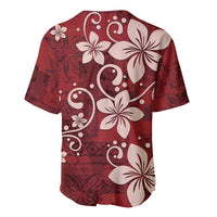 Plumeria Floral Tapa Pattern Oxblood Red Baseball Jersey