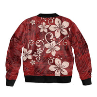 Plumeria Floral Tapa Pattern Oxblood Red Bomber Jacket LT01 - Polynesian Pride