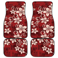Plumeria Floral Tapa Pattern Oxblood Red Car Mats