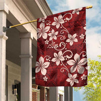 Plumeria Floral Tapa Pattern Oxblood Red Garden Flag