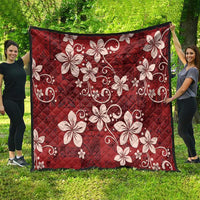 Plumeria Floral Tapa Pattern Oxblood Red Quilt LT01 - Polynesian Pride