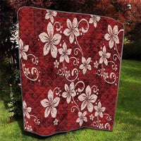 Plumeria Floral Tapa Pattern Oxblood Red Quilt LT01 - Polynesian Pride