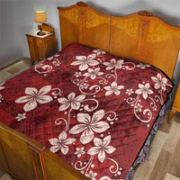 Plumeria Floral Tapa Pattern Oxblood Red Quilt LT01 - Polynesian Pride