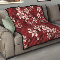 Plumeria Floral Tapa Pattern Oxblood Red Quilt LT01 - Polynesian Pride