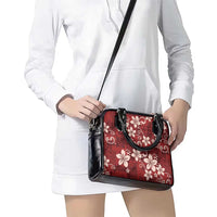 Plumeria Floral Tapa Pattern Oxblood Red Shoulder Handbag