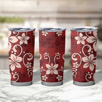 Plumeria Floral Tapa Pattern Oxblood Red Tumbler Cup