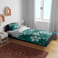 Plumeria Floral Tapa Pattern Crystal Teal Bedding Set LT01 - Polynesian Pride