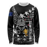 Custom New Zealand Silver Fern Rugby Long Sleeve Shirt Aotearoa Champion 2023 World Cup LT01 Unisex Black - Polynesian Pride
