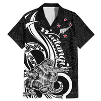 New Zealand Waitangi Day Family Matching Mermaid Dress and Hawaiian Shirt Aotearoa Te Tiriti O Waitangi Kiwi Black Version LT01 Dad's Shirt - Short Sleeve Black - Polynesian Pride