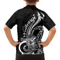 New Zealand Waitangi Day Family Matching Off Shoulder Maxi Dress and Hawaiian Shirt Aotearoa Te Tiriti O Waitangi Kiwi Black Version LT01 - Polynesian Pride