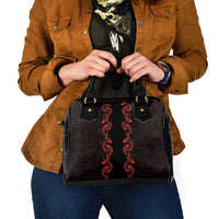Hawaii Japan Koi Fish Red Shoulder Handbag Tapa Pattern - Polynesian Pride