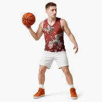 Hawaii Japan Cranes Sakura Flower Red Basketball Jersey Japan Heritage Spirit - Polynesian Pride