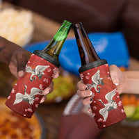 Hawaii Japan Cranes Sakura Flower Red 4 in 1 Can Cooler Tumbler Japan Heritage Spirit - Polynesian Pride