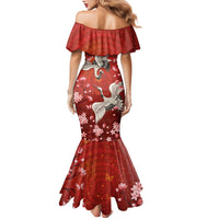 Hawaii Japan Cranes Sakura Flower Red Family Matching Mermaid Dress and Hawaiian Shirt Japan Heritage Spirit LT01 - Polynesian Pride