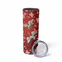 Hawaii Japan Cranes Sakura Flower Red Skinny Tumbler Japan Heritage Spirit LT01 - Polynesian Pride