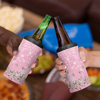 Cranes Sakura Floral Pink Pastel 4 in 1 Can Cooler Tumbler Hawaii Japan Culture - Polynesian Pride
