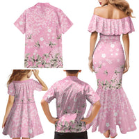 Cranes Sakura Floral Pink Pastel Family Matching Mermaid Dress and Hawaiian Shirt Hawaii Japan Culture LT01 - Polynesian Pride