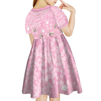 Cranes Sakura Floral Pink Pastel Kid Short Sleeve Dress Hawaii Japan Culture - Polynesian Pride