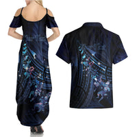 Personalised Matariki Paua Shell New Zealand Couples Matching Summer Maxi Dress and Hawaiian Shirt Haka Dance At The Starry Night LT01 - Polynesian Pride