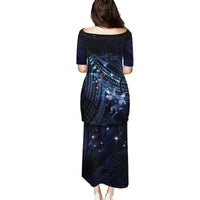 Personalised Matariki Paua Shell New Zealand Family Matching Puletasi and Hawaiian Shirt Haka Dance At The Starry Night LT01 - Polynesian Pride