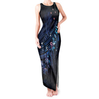 Personalised Matariki Paua Shell New Zealand Tank Maxi Dress Haka Dance At The Starry Night LT01 Women Black - Polynesian Pride