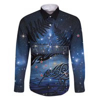 Personalised Matariki Kiwi Family Matching Off Shoulder Maxi Dress and Hawaiian Shirt Silver Fern