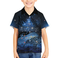 Personalised Matariki Kiwi Family Matching Off Shoulder Maxi Dress and Hawaiian Shirt Silver Fern