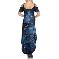 Personalised Matariki Kiwi Family Matching Summer Maxi Dress and Hawaiian Shirt Silver Fern