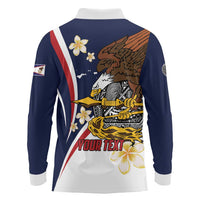 Personalized American Samoa Long Sleeve Polo Shirt Amerika Samoa Bald Eagle