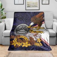 American Samoa Eagle Kava Bowl Blanket Plumeria Polynesian Pattern