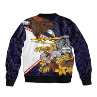 American Samoa Eagle Kava Bowl Bomber Jacket Plumeria Polynesian Pattern