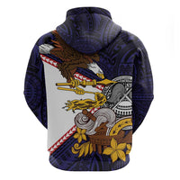 American Samoa Eagle Kava Bowl Hoodie Plumeria Polynesian Pattern