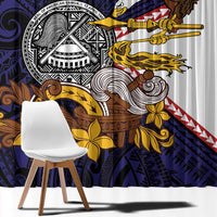 American Samoa Eagle Kava Bowl Window Curtain Plumeria Polynesian Pattern