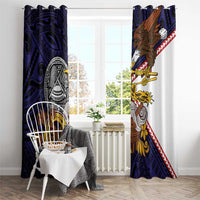 American Samoa Eagle Kava Bowl Window Curtain Plumeria Polynesian Pattern