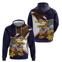 American Samoa Eagle Kava Bowl Zip Hoodie Plumeria Polynesian Pattern